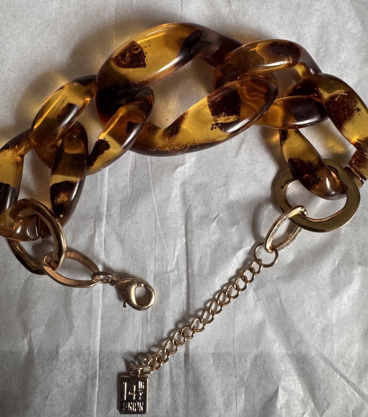 Leopard Plastic Tortoise Shell Style Bracelet Branded 14th And Union Gold Tone