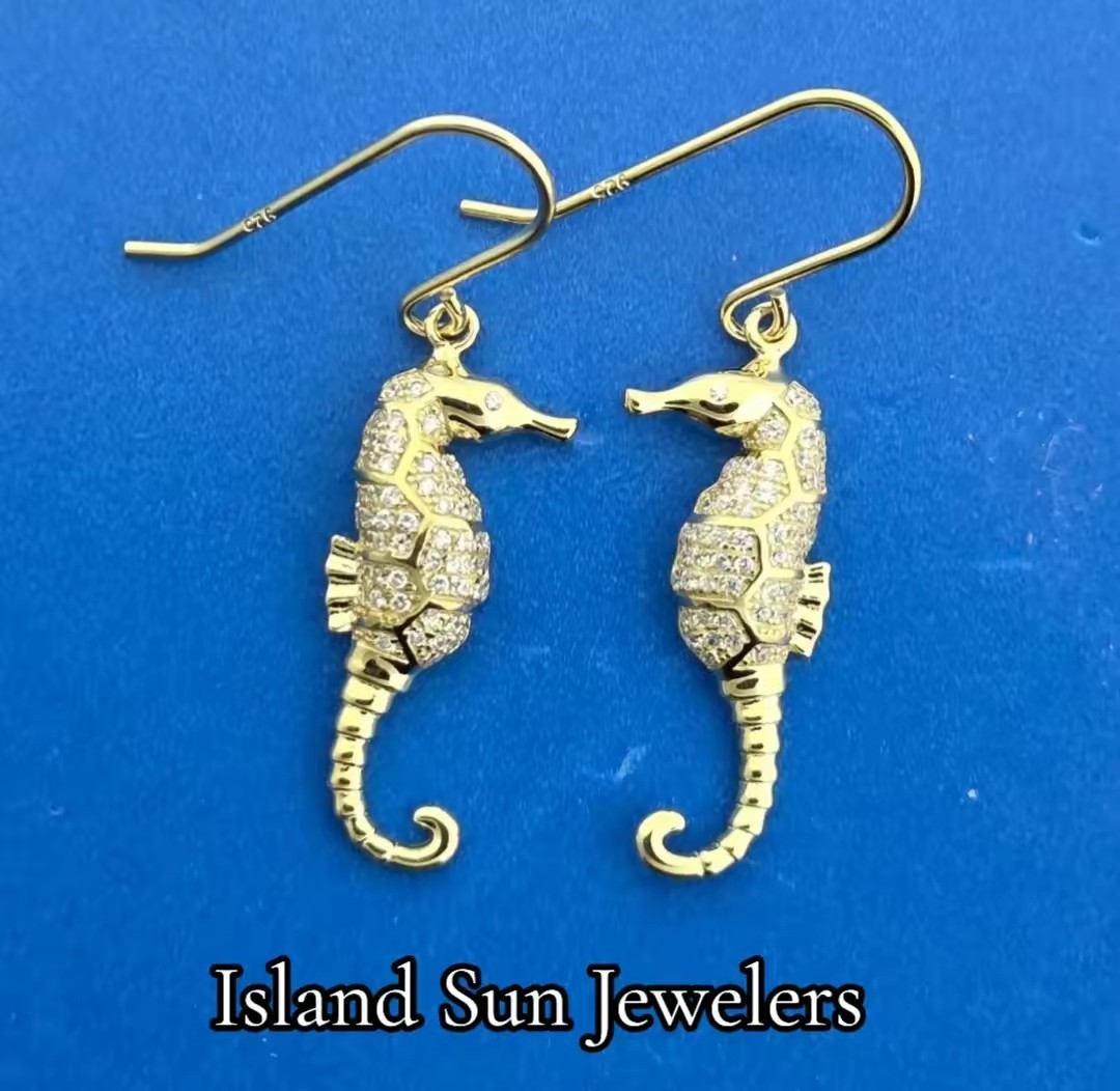 Alamea Seahorse Dangle Earrings, Sterling Silver & Gold Plated