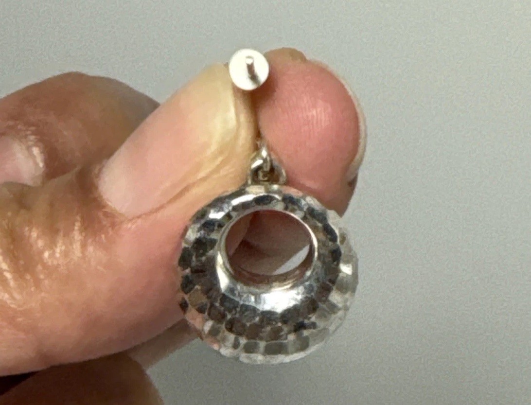 JCM Sterling Silver Dangle Earrings Jacmel Diamond Cut Donut 925 2.6g
