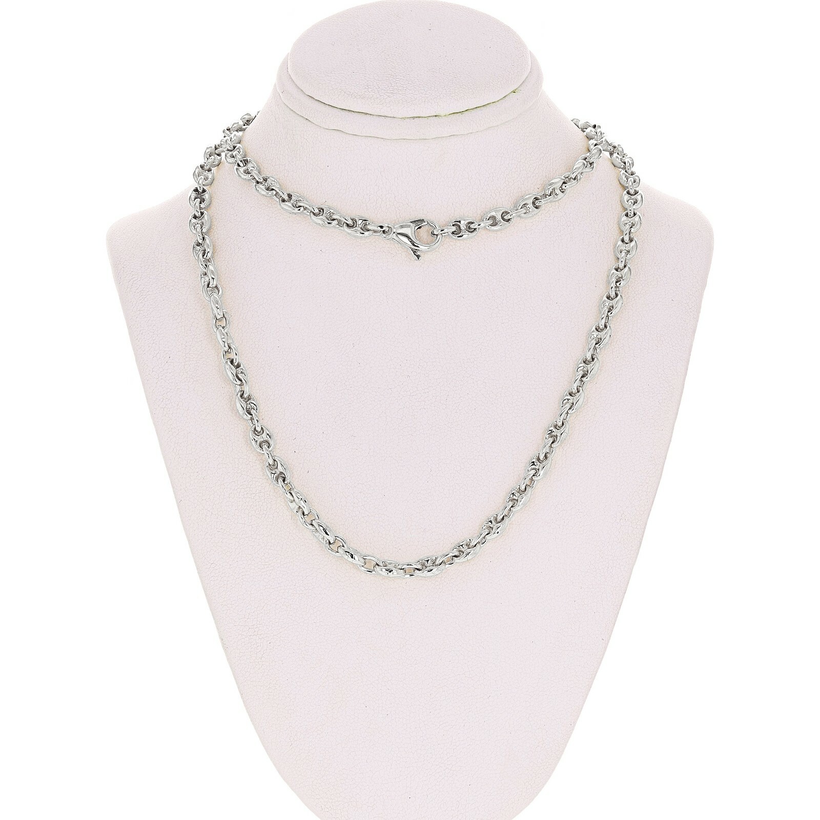 14k White Gold Solid Handmade Puffed Mariner Necklace 20″ 4.85mm – 31 grams