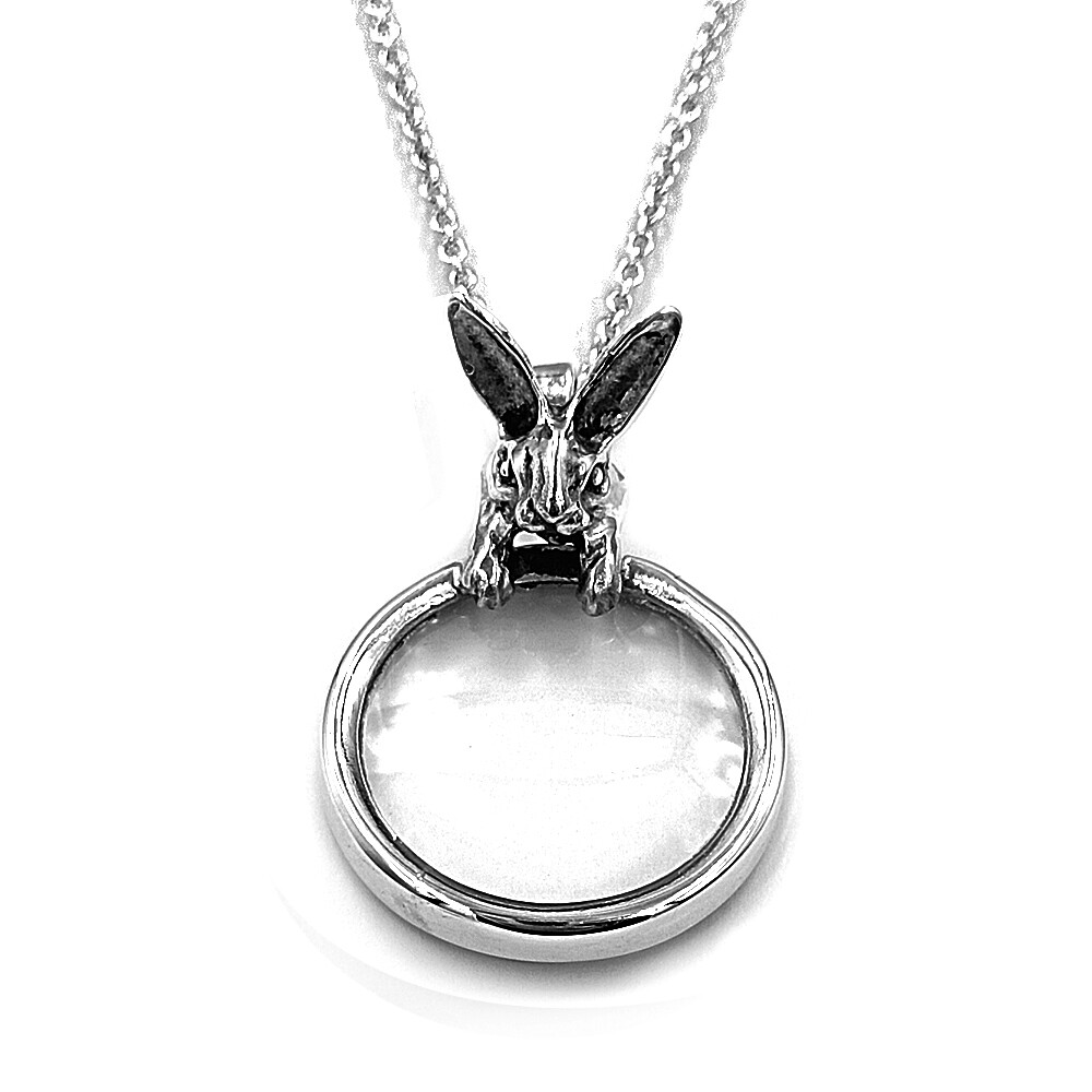 Rabbit Magnifying Glass Loop Pendant Real Sterling Silver 925 Collectible Gifts