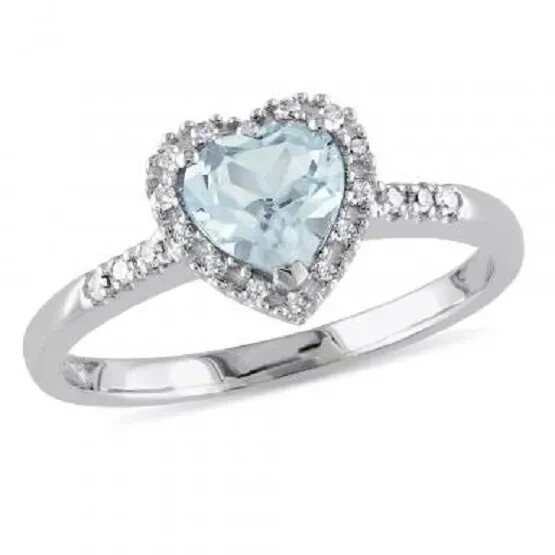 1.75 Ct Natural Aquamarine Diamond Engagement Awesome Ring 14K Solid White Gold