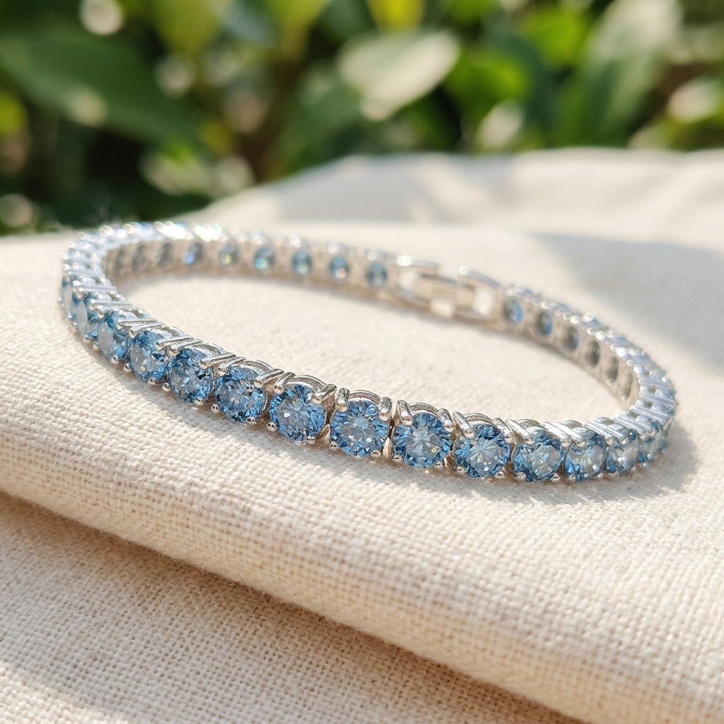 Blue Moissanite Glitter Bracelet 3mm