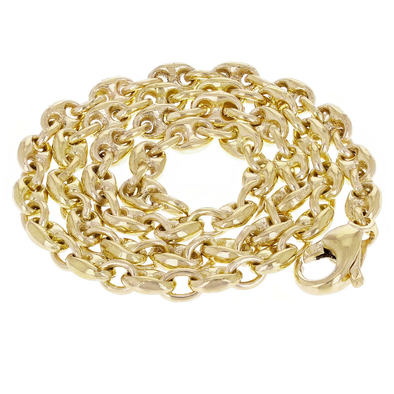 14k Yellow Gold Solid Handmade Puffed Mariner Necklace 20″ 4.9mm 32.5 grams