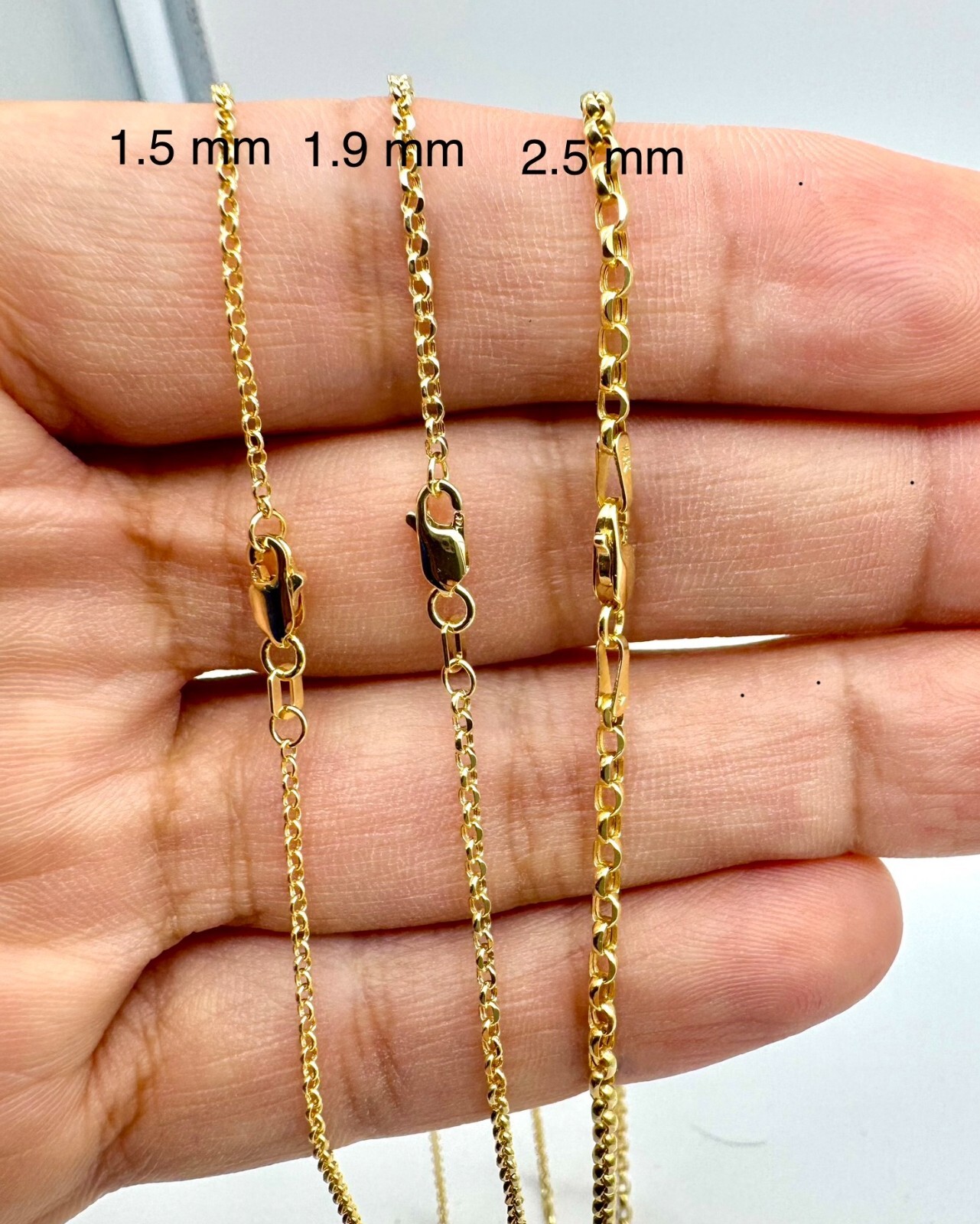 Rolo Link Chain Necklace For Women Sz 1.9mm-5.2mm 16″ – 24″ 14K Yellow Gold