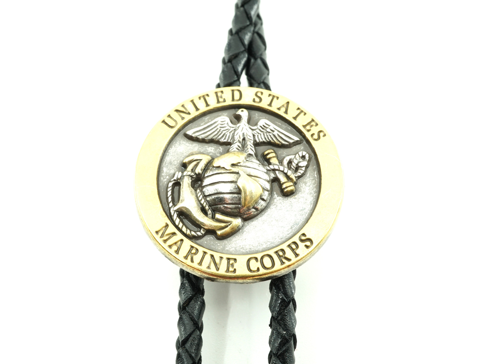 United States USMC Marine Corps Gold/Silver Western Cowboy Rodeo Bolo Tie
