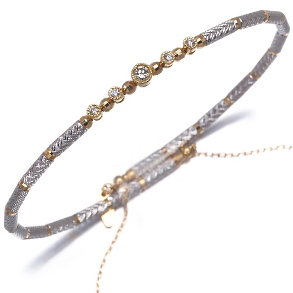 Diamond 0.096ct/0.16ct Bicolor One Size Fits All Bracelet K18 YG/WG