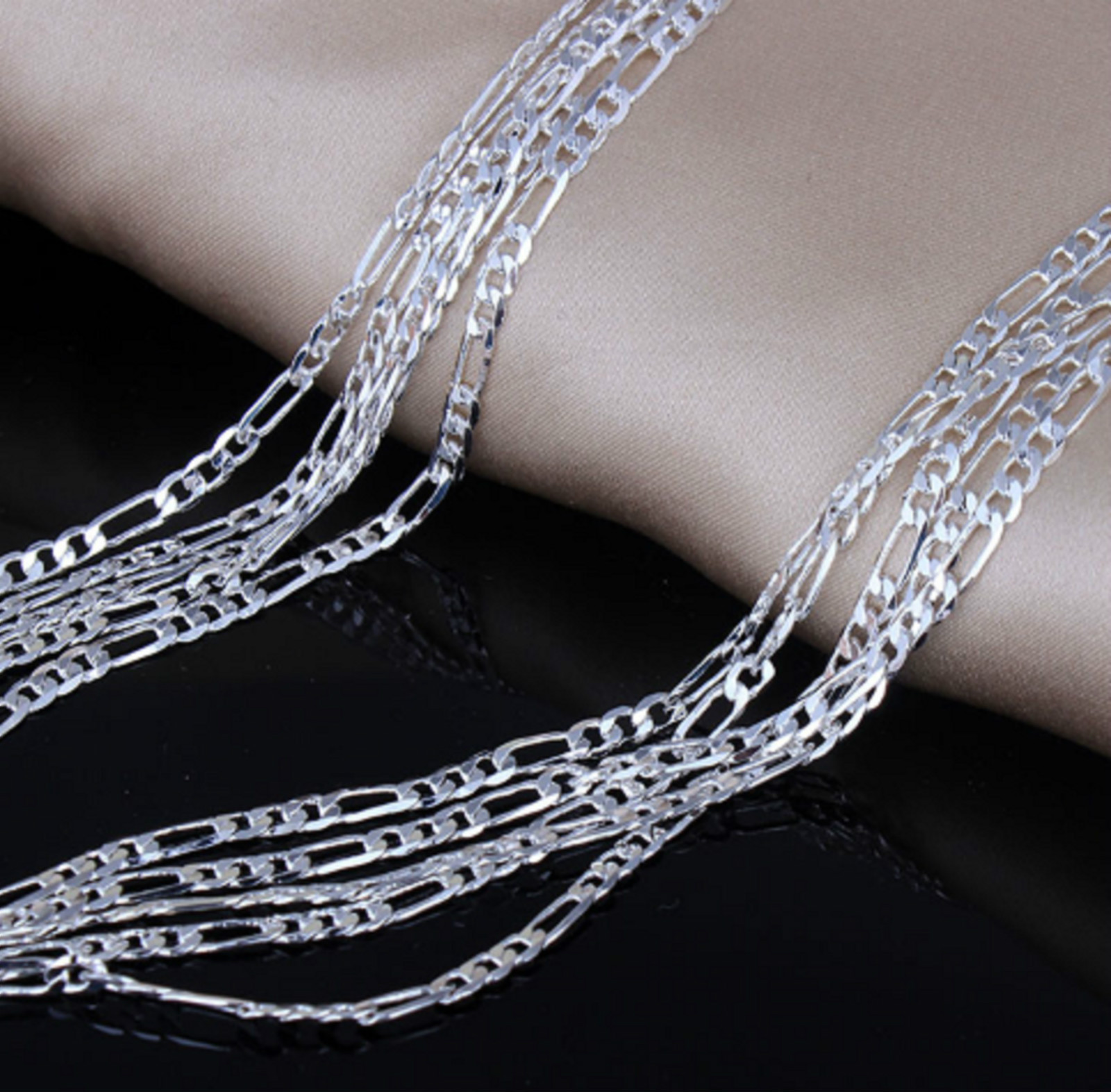 2mm fine Figaro Silver plated Chain necklace pendant Sterling 16-30″ 925 F2S UK