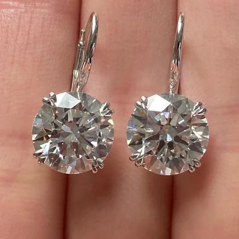 3Ct Round Lab Created Diamond Wedding Drop Dangle Earring 14k White Gold Plated