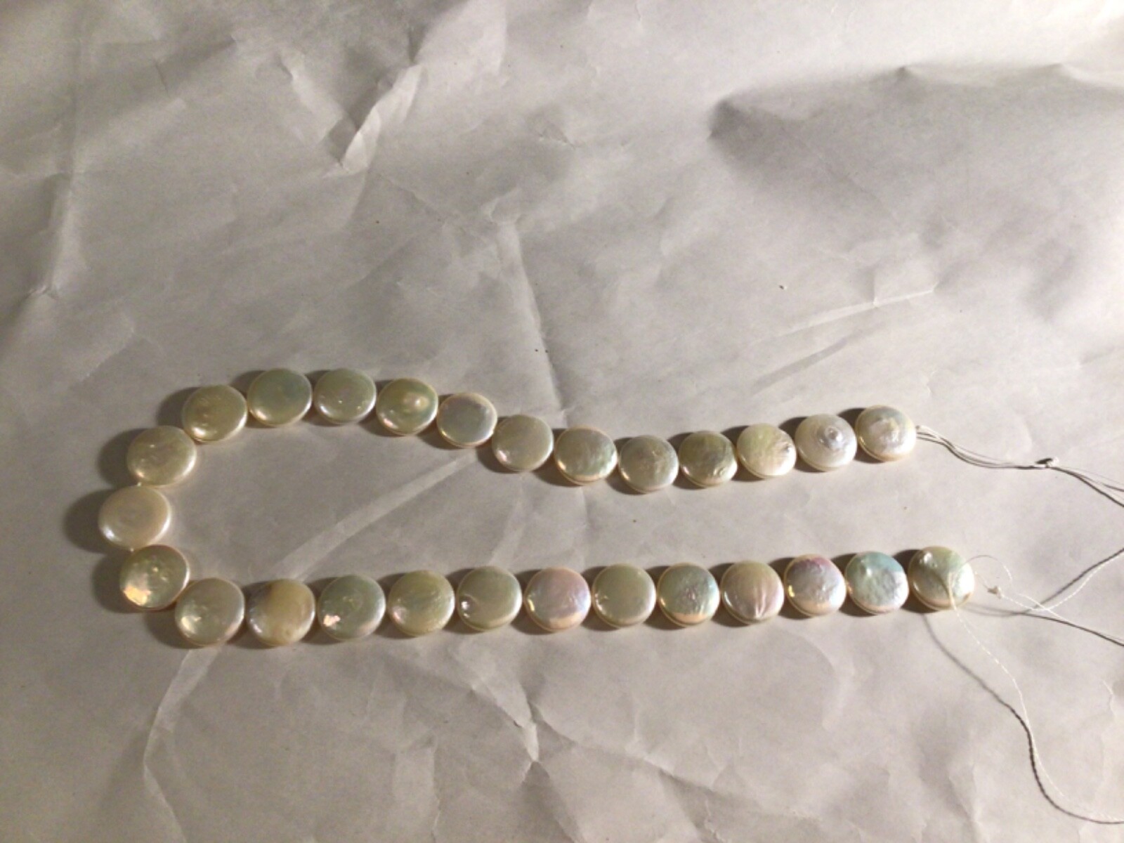Off White Cultured Pearl NO Clasp Strand Necklace 13.5” ……