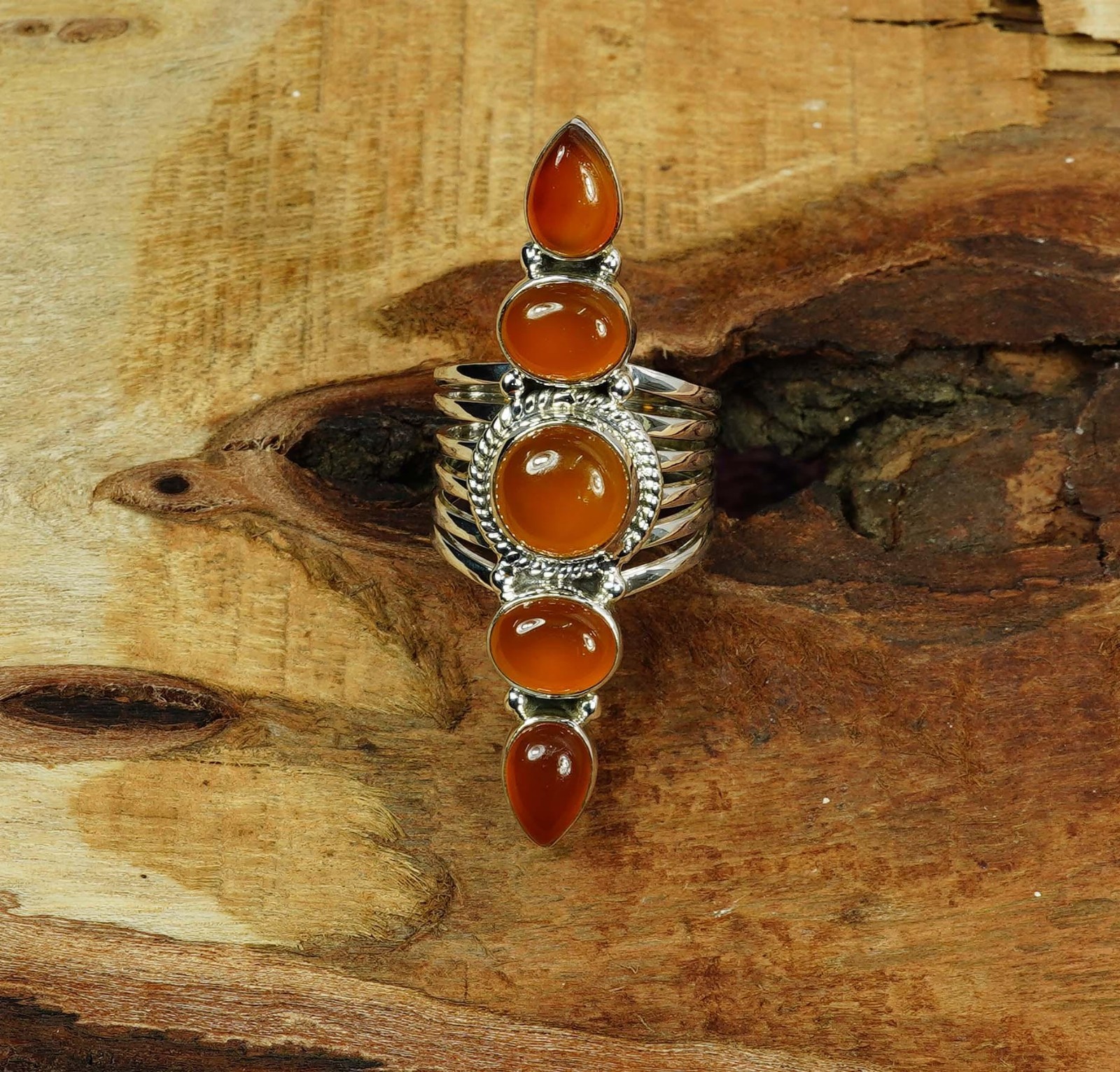 Red Carnelian Sterling Silver Ring: Handmade August Birthstone Jewelry
