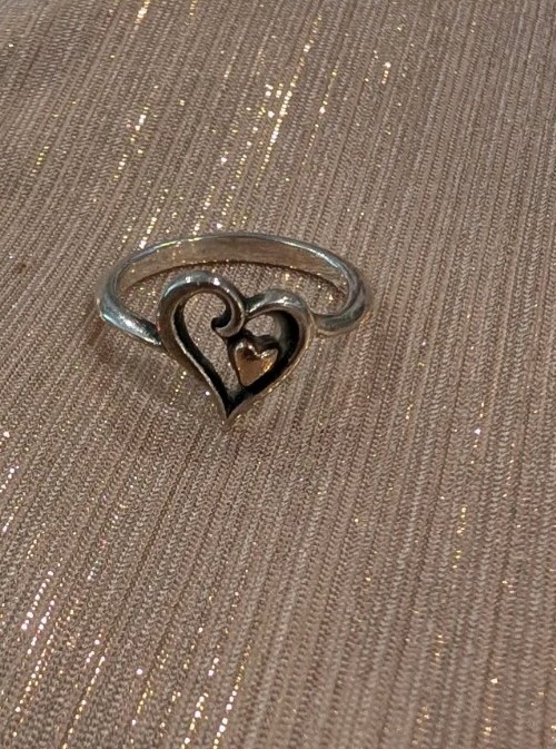 James Avery Joy Of My Heart Sterling Silver & 14K Yellow Gold Ring Sz 7