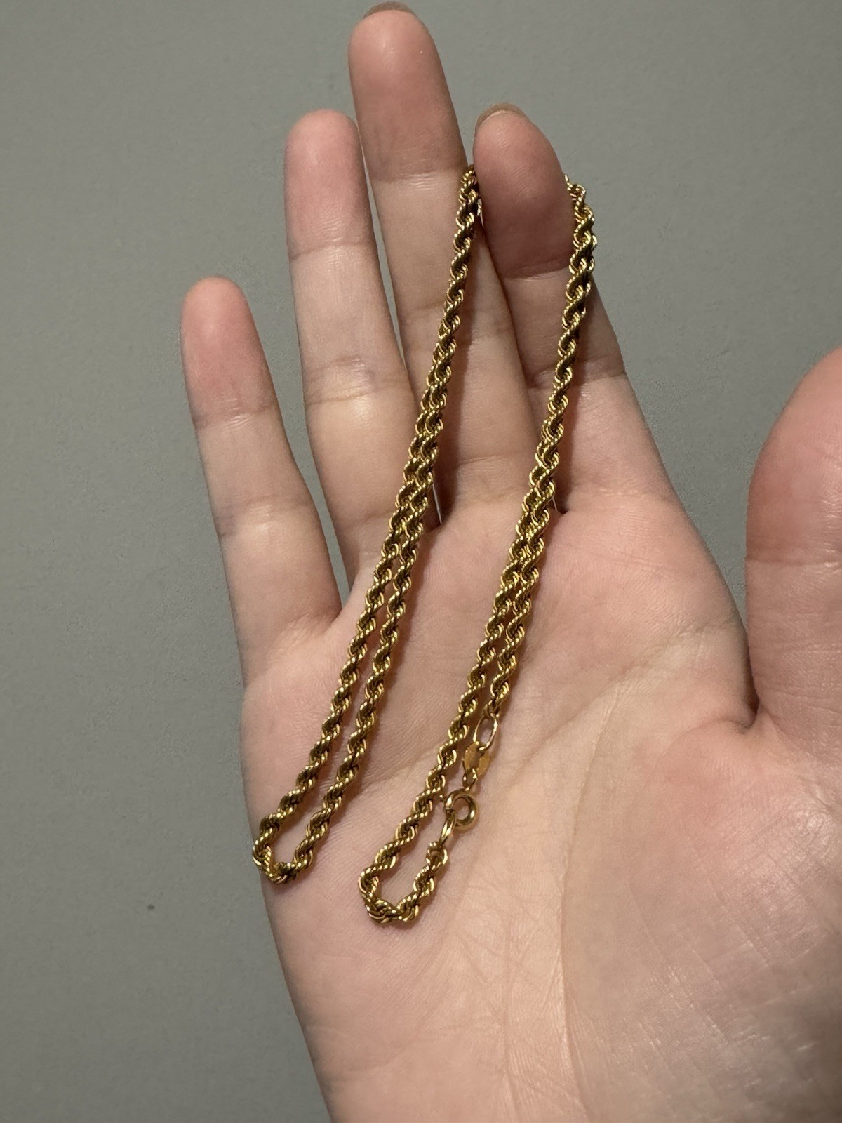 8k Yellow Gold 333 *FIXED* Rope Chain Necklace 16-17 inch