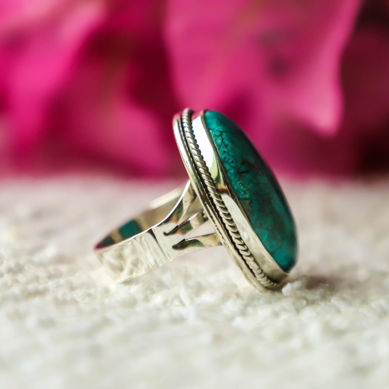CHRYSOCOLLA NATURAL GEMSTONE 925 SOLID STERLING HANDMADE SILVER JEWELRY RING