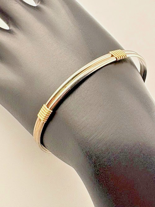 925 STERLING SILVER VERMEIL WIRE WRAP HOOK BRACELET 6.5″ SOUTHWESTERN 1706