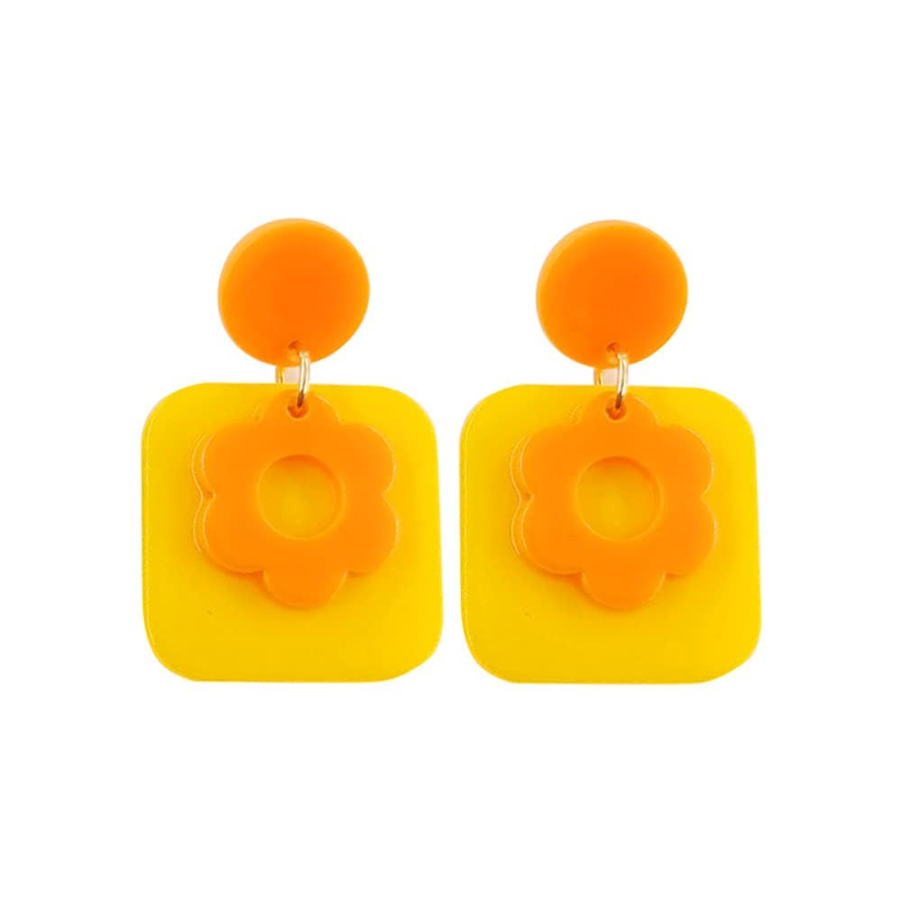 Y2K Acrylic Flower Dangle Earrings,Plastic Big Flower Petal Drop Earrings Resin