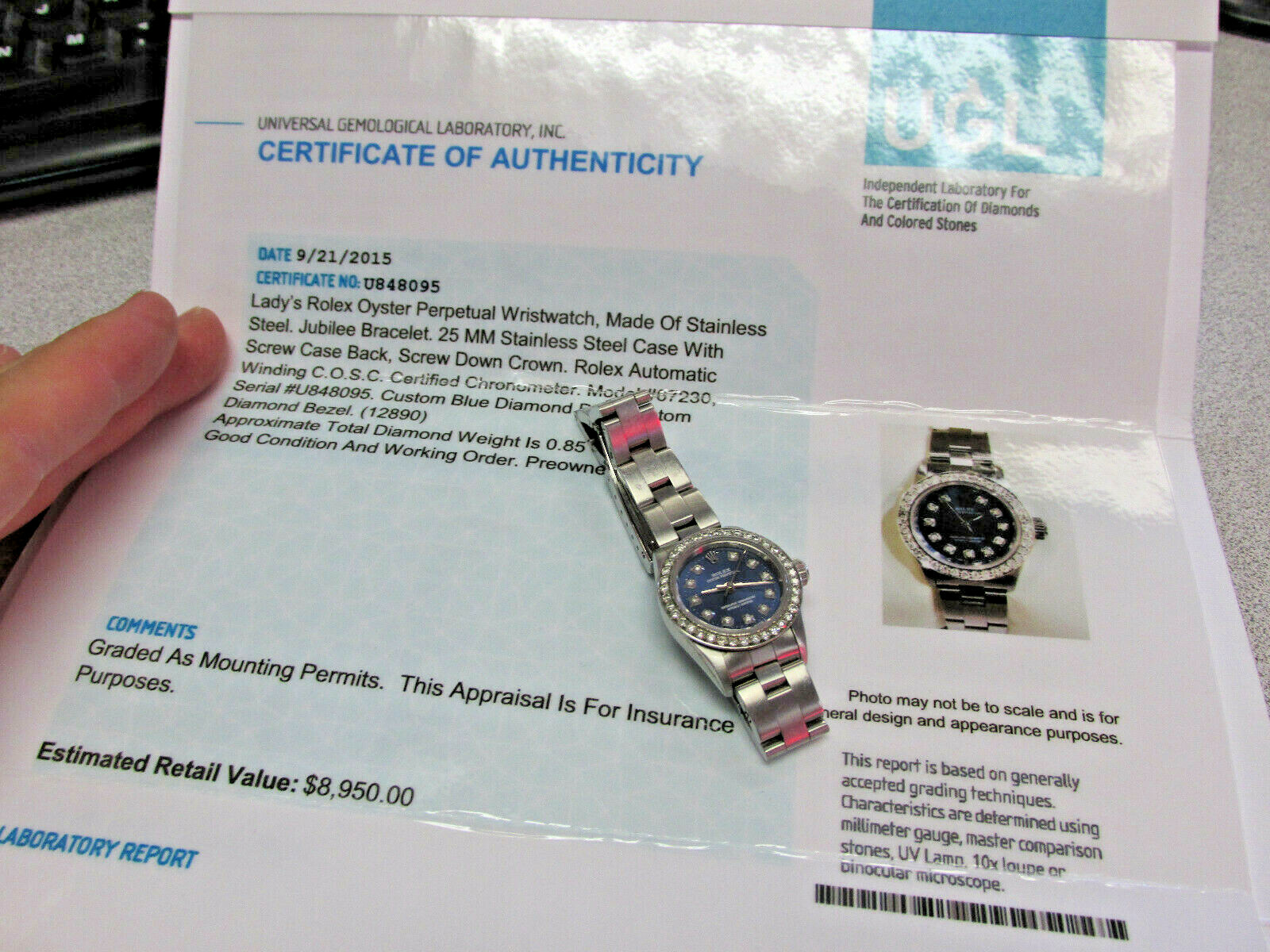 Woman’s Rolex Watch Stainless Steel with Diamond Dial & Bezel & Paper MAKE OFFER