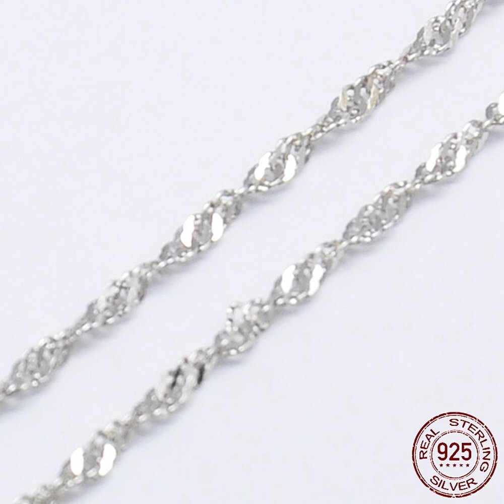 Solid 925 Sterling Silver Twisted Diamond Cut Snake Chain Singapore Necklace N7