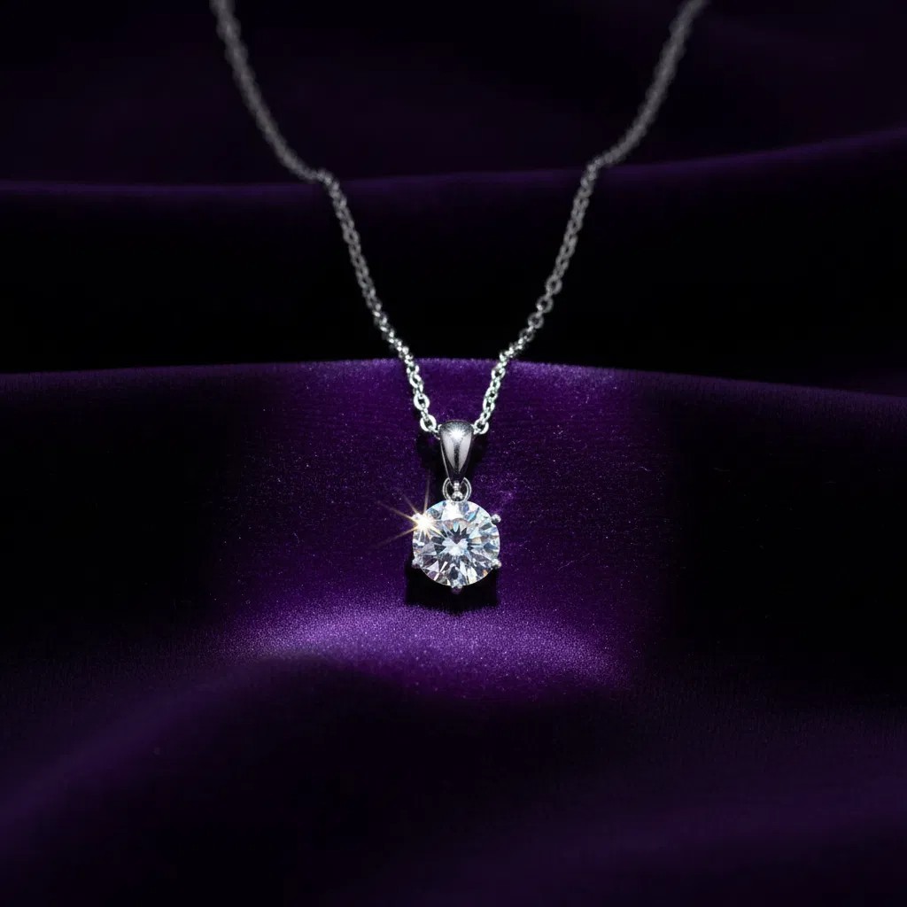 5CT Moissanite Pendant Necklace 925 Sterling Silver White Gold Plated