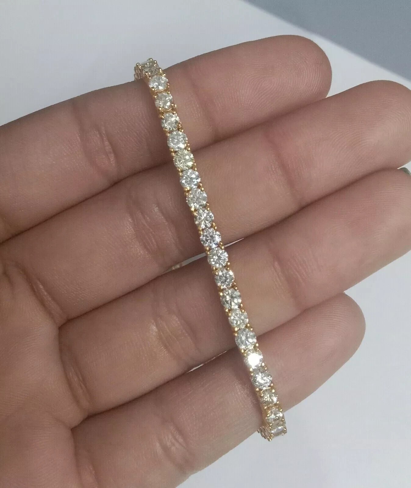 9Ct Round Cut Created Diamond Women Tennis Bracelet 7.5″ 14K Yellow Gold Plated