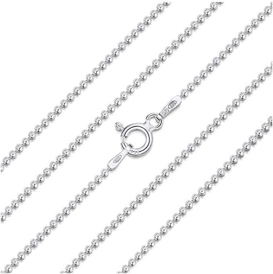 Authentic Sterling Silver Cute Dainty 1Mm 2Mm 3Mm 4Mm Beaded Ball Chain Necklace