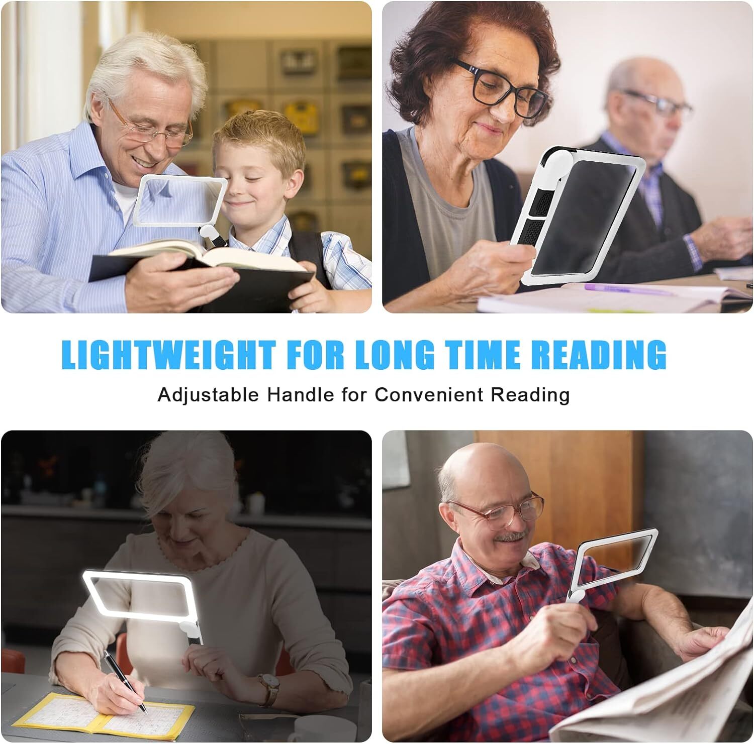 5X Page Magnifying Glass with 3 Lighting Modes for Reading & Low Vision Seniors