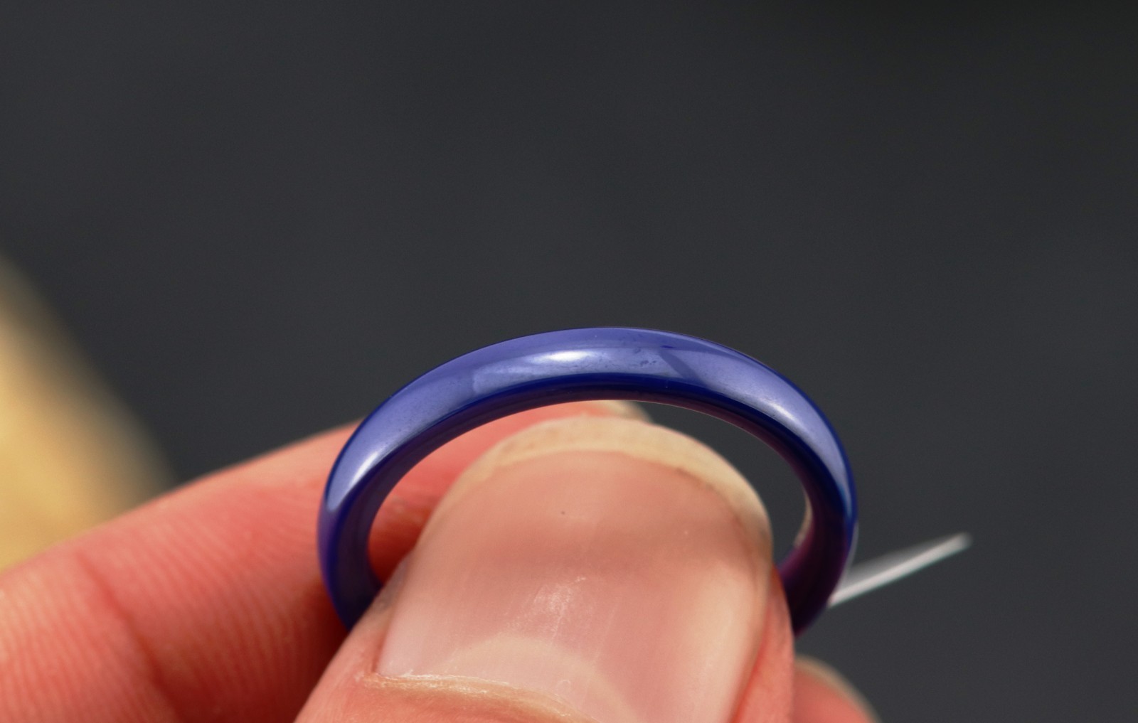Blue Ceramic Ring: Elegant Wedding Band, 3 mm wide, many sizes available