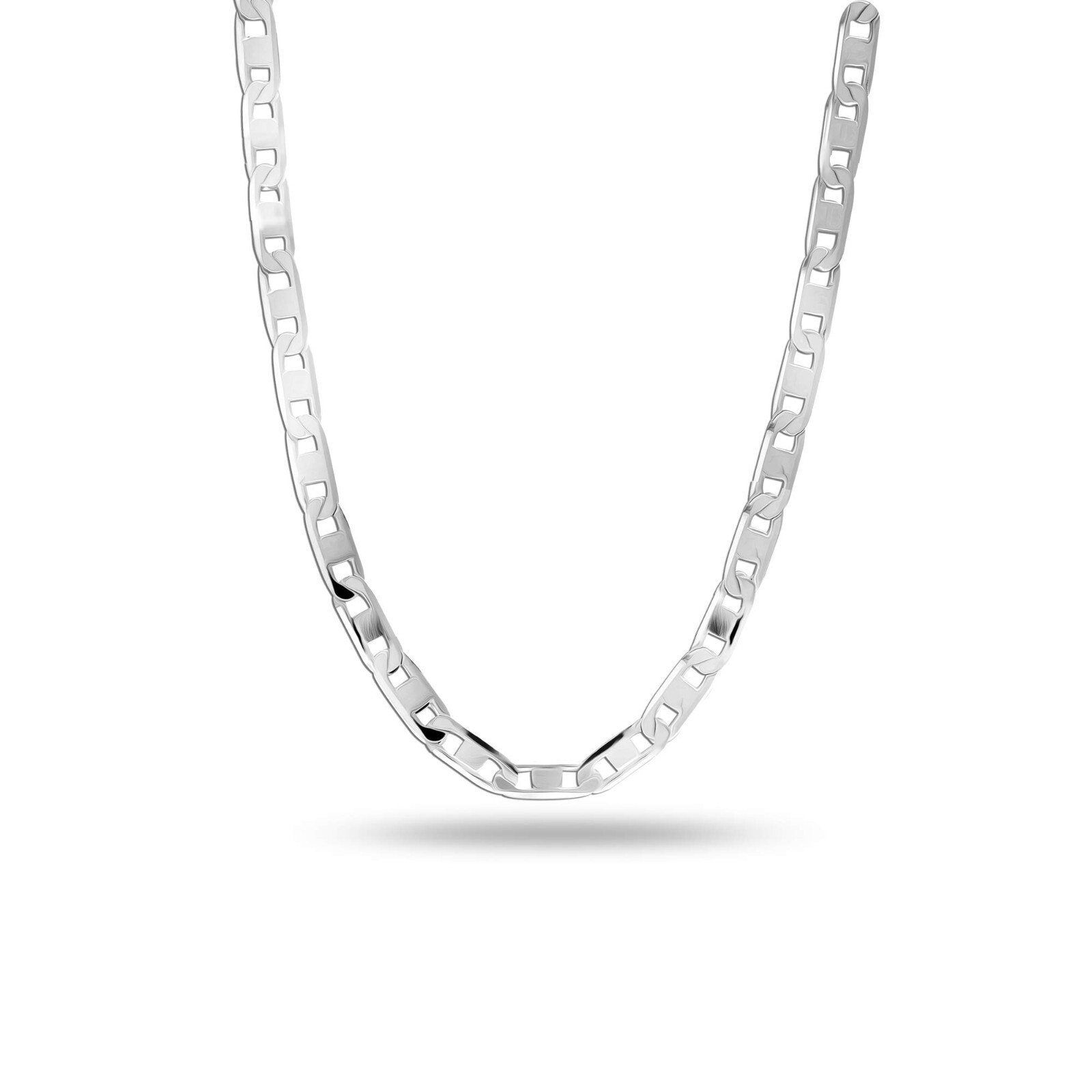 Real 925 Sterling Silver Italian Mariner Link Chain Necklace for Men Women 3MM