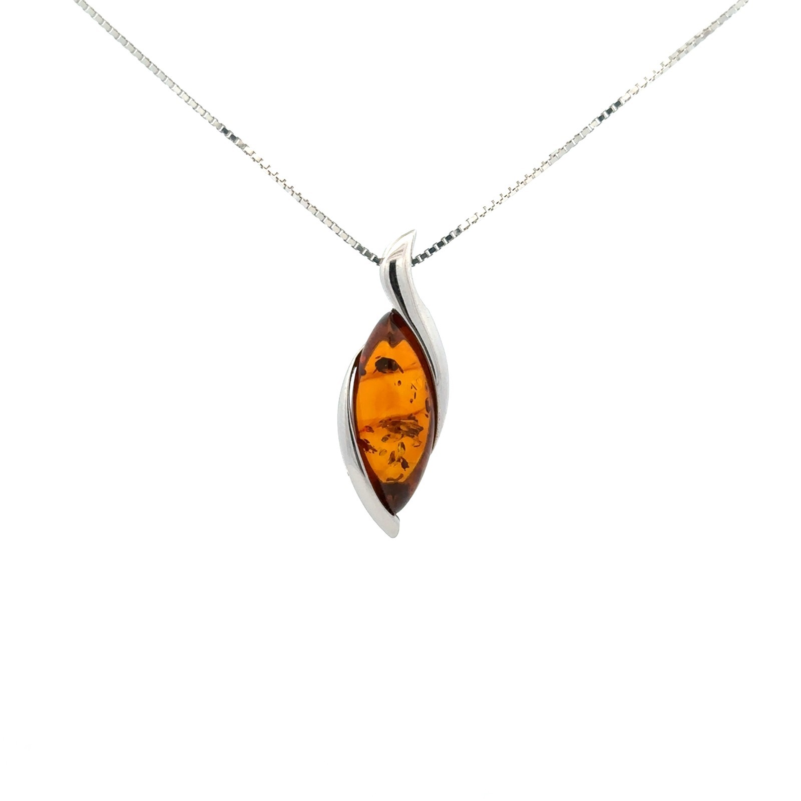 Sterling Silver Baltic Amber Pendant (12 x 35 mm)