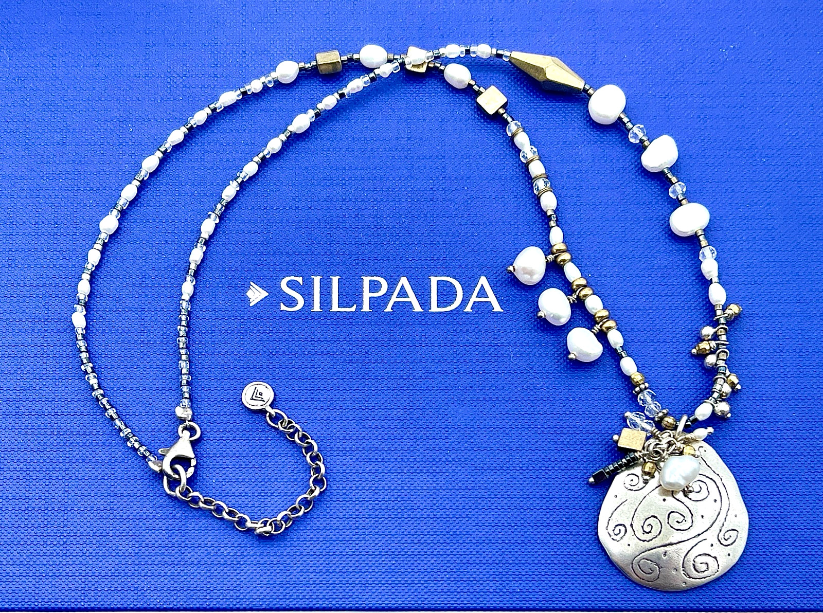 Silpada Sterling Silver, Brass & Pearl ‘Down To Earth’ Pendant Necklace, N3118