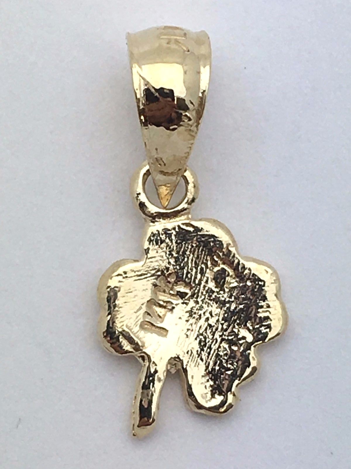 14k Yellow Gold Solid Small Irish Lucky Four Leaf Clover Charm Pendant 0.7 gram