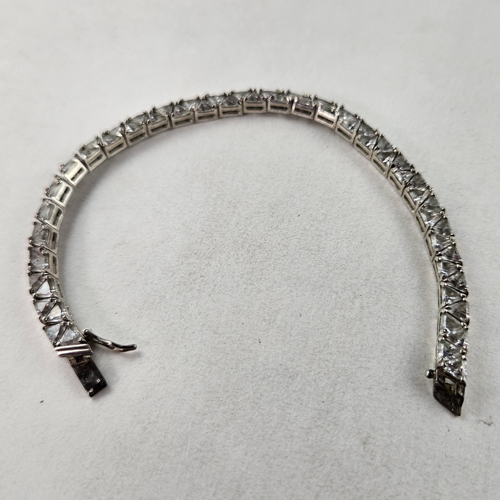 Sterling Silver Tennis Bracelet White CZ 8 in 18.3g [8954]
