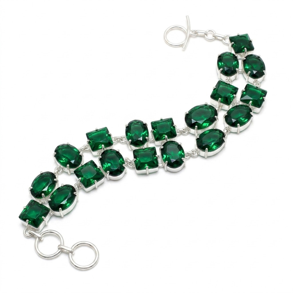 Beautiful Green Chrome Diopside Bracelet 925 Sterling Silver Gems Jewelry S-7-8″