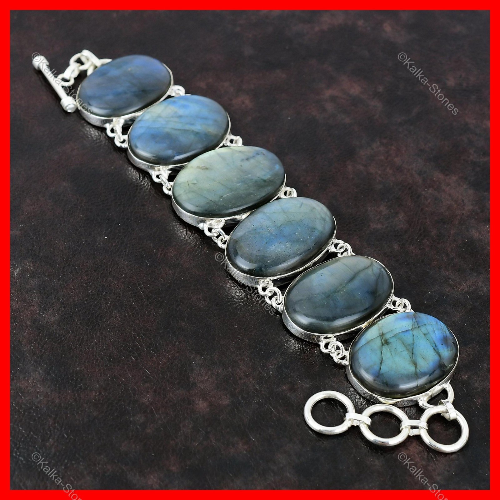 Halloween Sale 925 Silver Natural Labradorite Anniversary Chain Bezel Bracelet