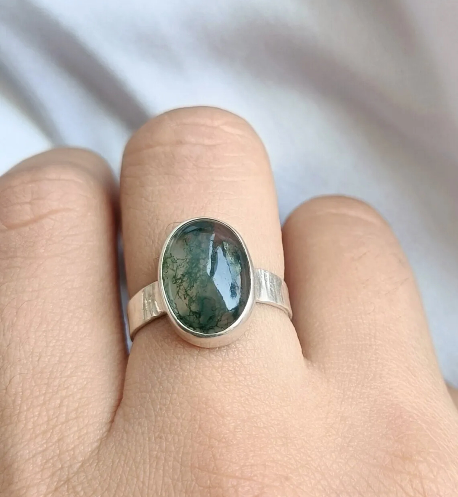 Moss Agate Gemstone Beautiful Stone Color 925 Sterling Silver All Size MO*