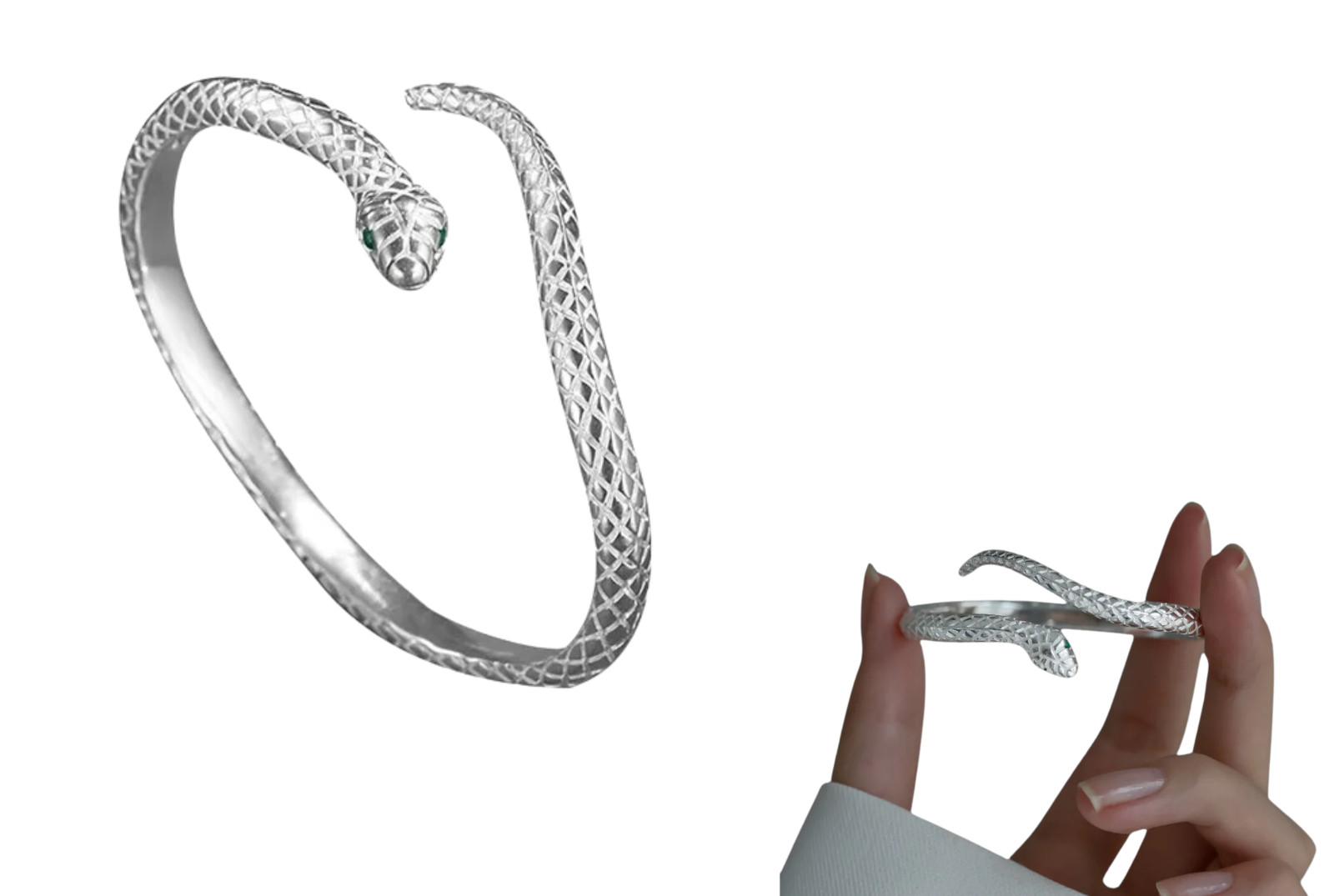925 Sterling Silver Snake Shape Bracelet Charm Temperament Woman One Size to All