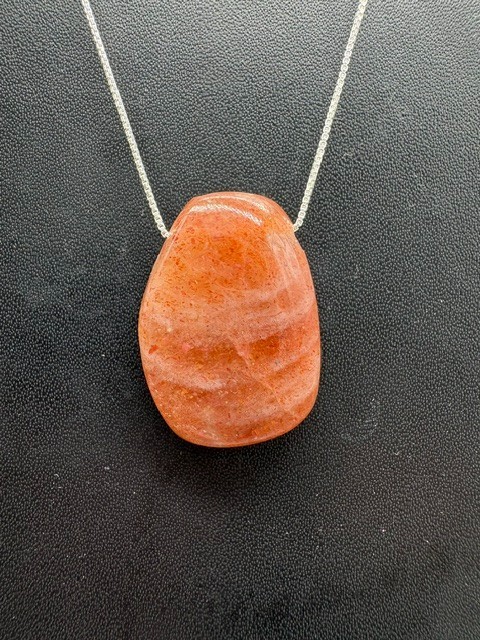 Natural Large Orange Drill Through Sunstone Pendant 44.96 Cts | 28×20.70MM