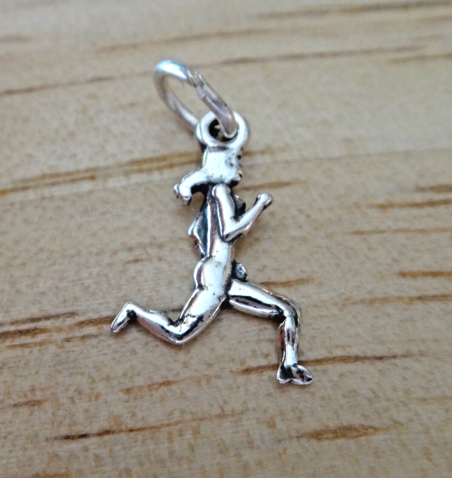 Sterling Silver 3D 18x10mm Thin Female Runner Jogger Running Jogging Charm!