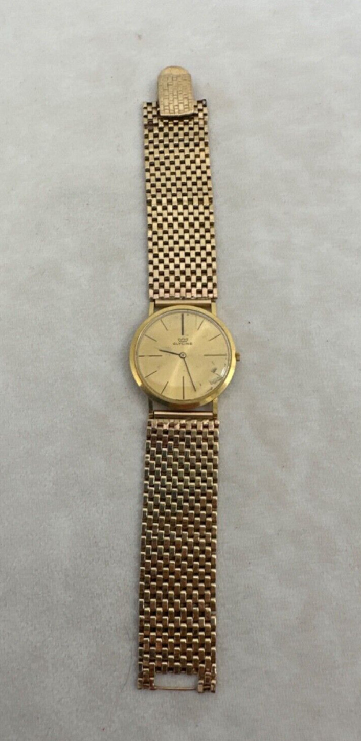 14kt Yellow Gold ~ Glycine Watch and Band… watch not working 54 gram