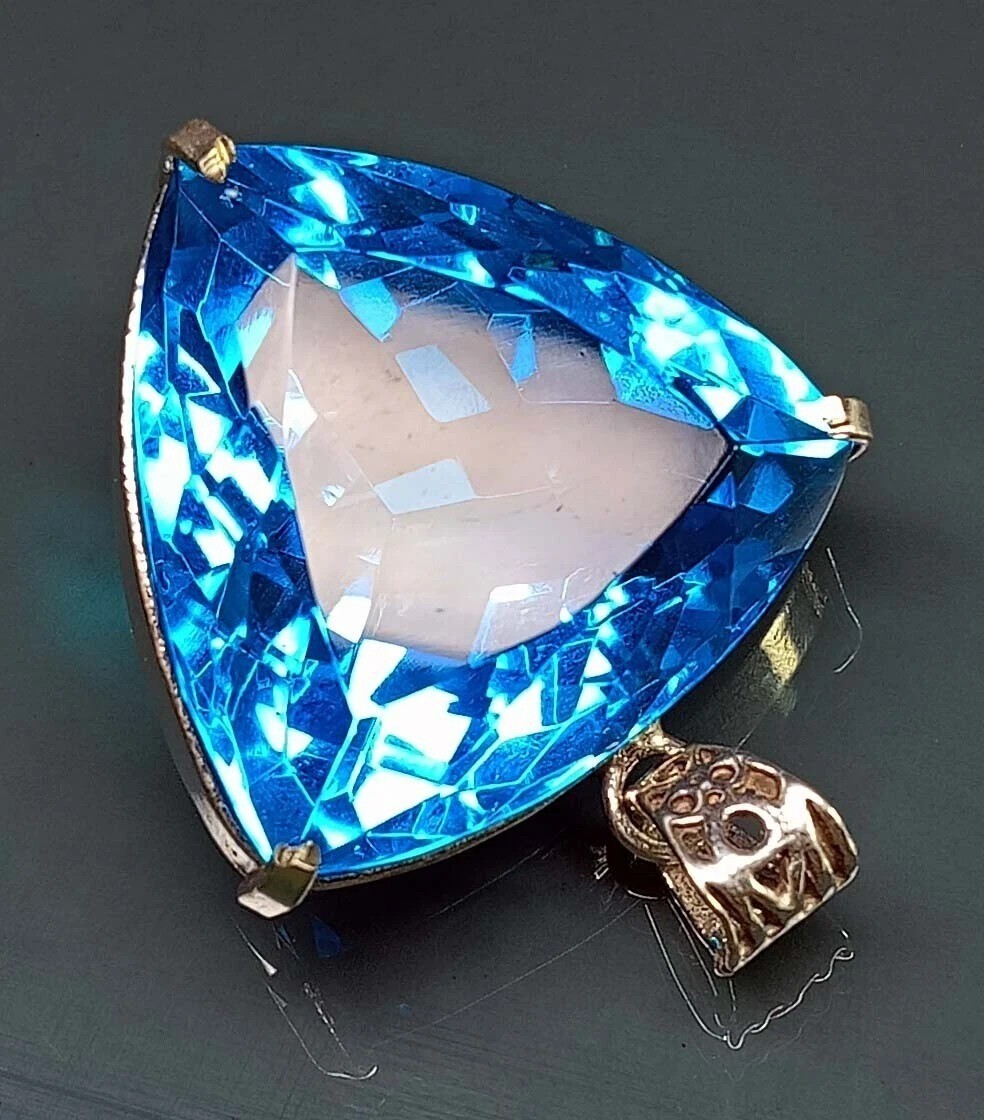 Blue Topaz Pendant Trillion Cut 120+ Ct Natural VVS Loose EGL Certified Gemstone