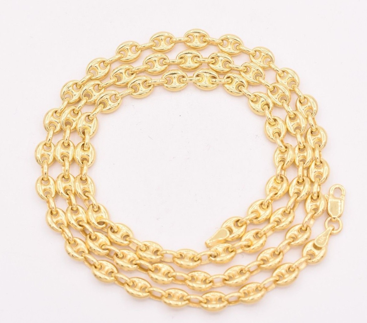 4.7mm Puffed Mariner Anchor Chain Necklace Real Solid 14K Yellow Gold 12″ 4 Kids