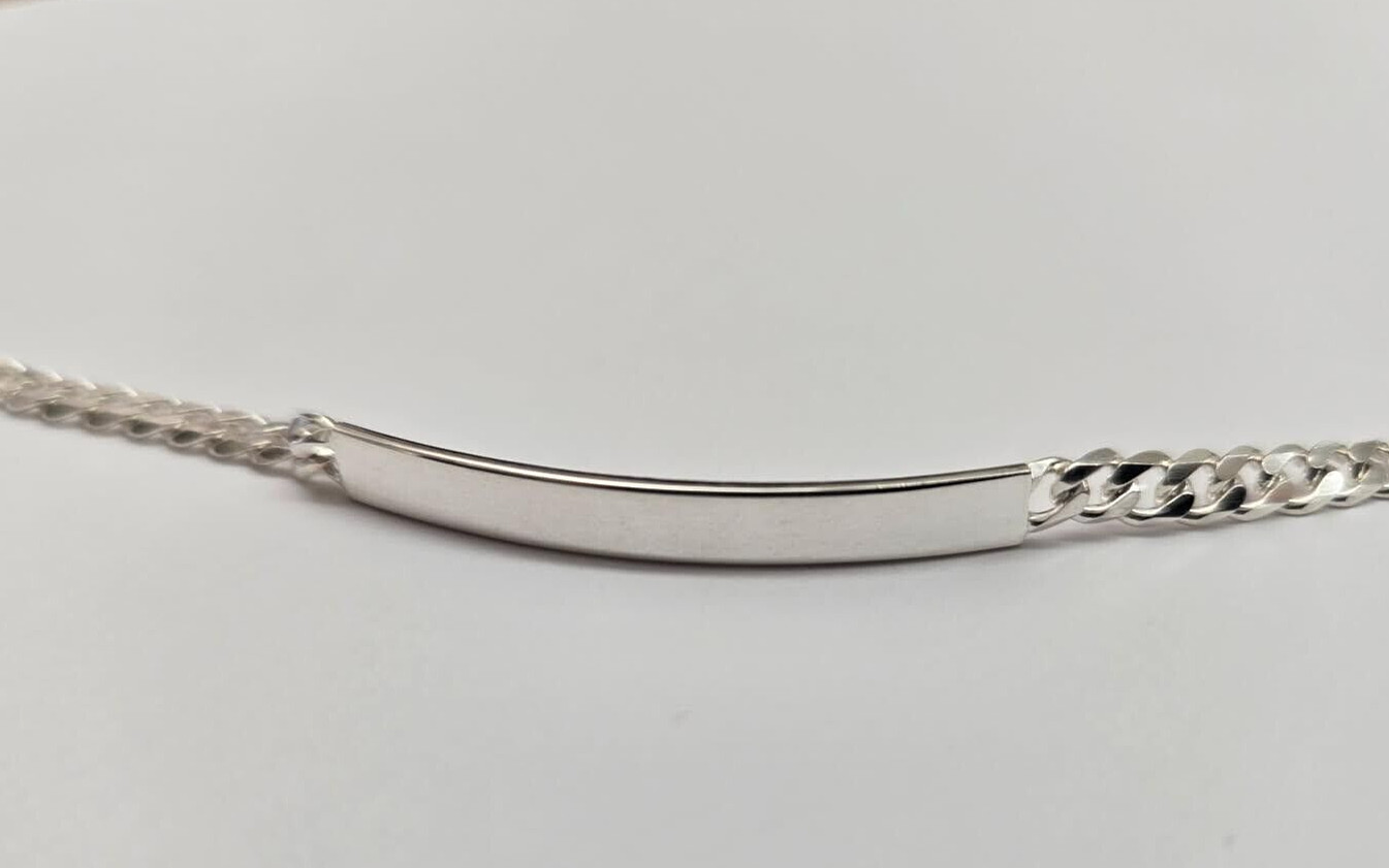 925 Sterling Silver Personalized Custom Engraved Curb Link ID Bracelet 3.5mm