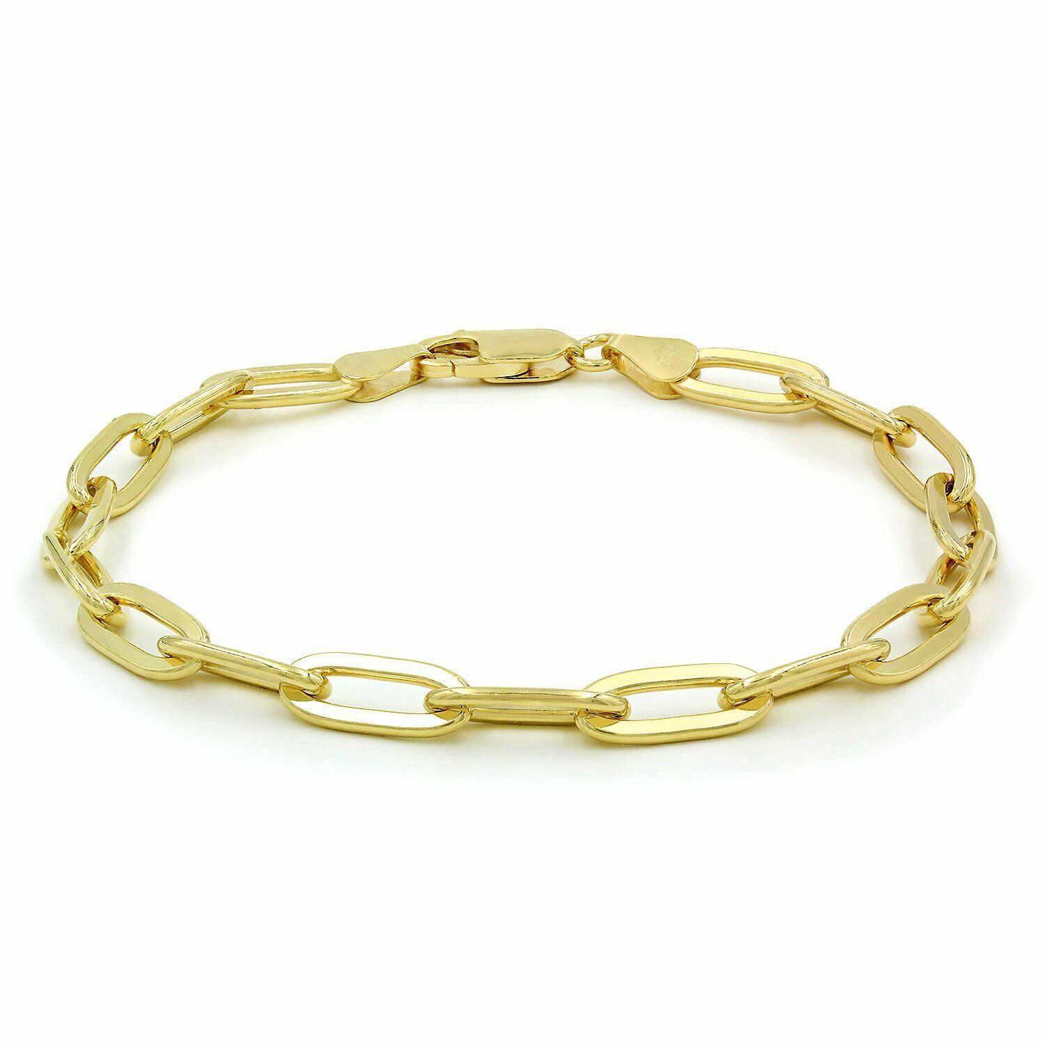 10k Yellow Gold 3mm Paperclip Chain Cable Rolo Link Bracelet Womens 7″ 7.5″ 8″