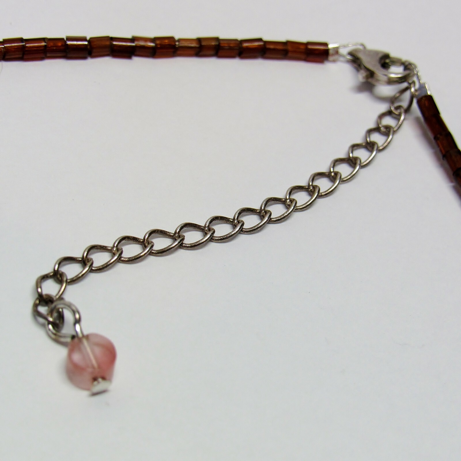 Sterling 925 Silver Adjustable Length Stone Shell Pink Tribal Beach Necklace