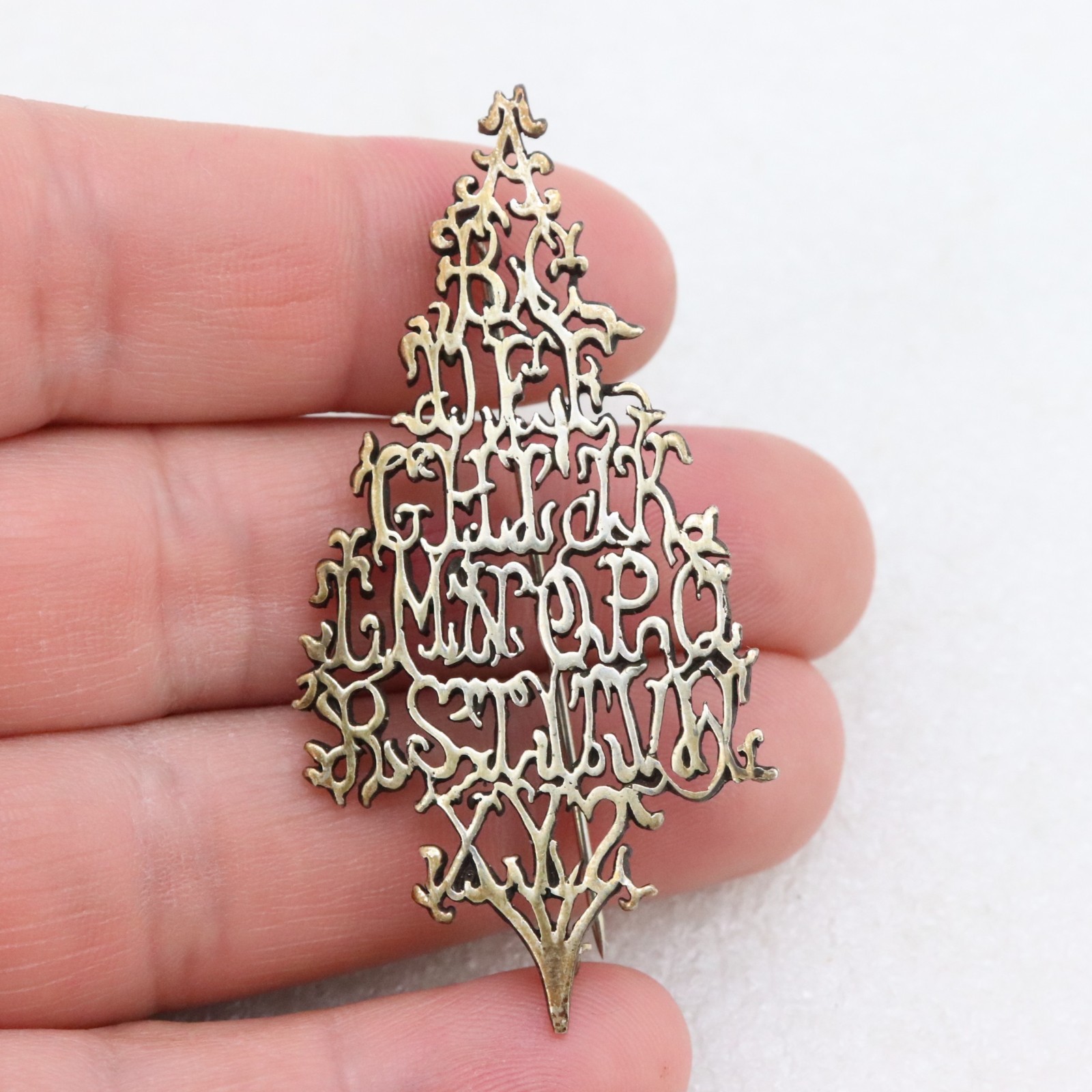 Vintage Alphabet Tree Brooch 925 Sterling Silver Shelburne Museum C&C ABC’s