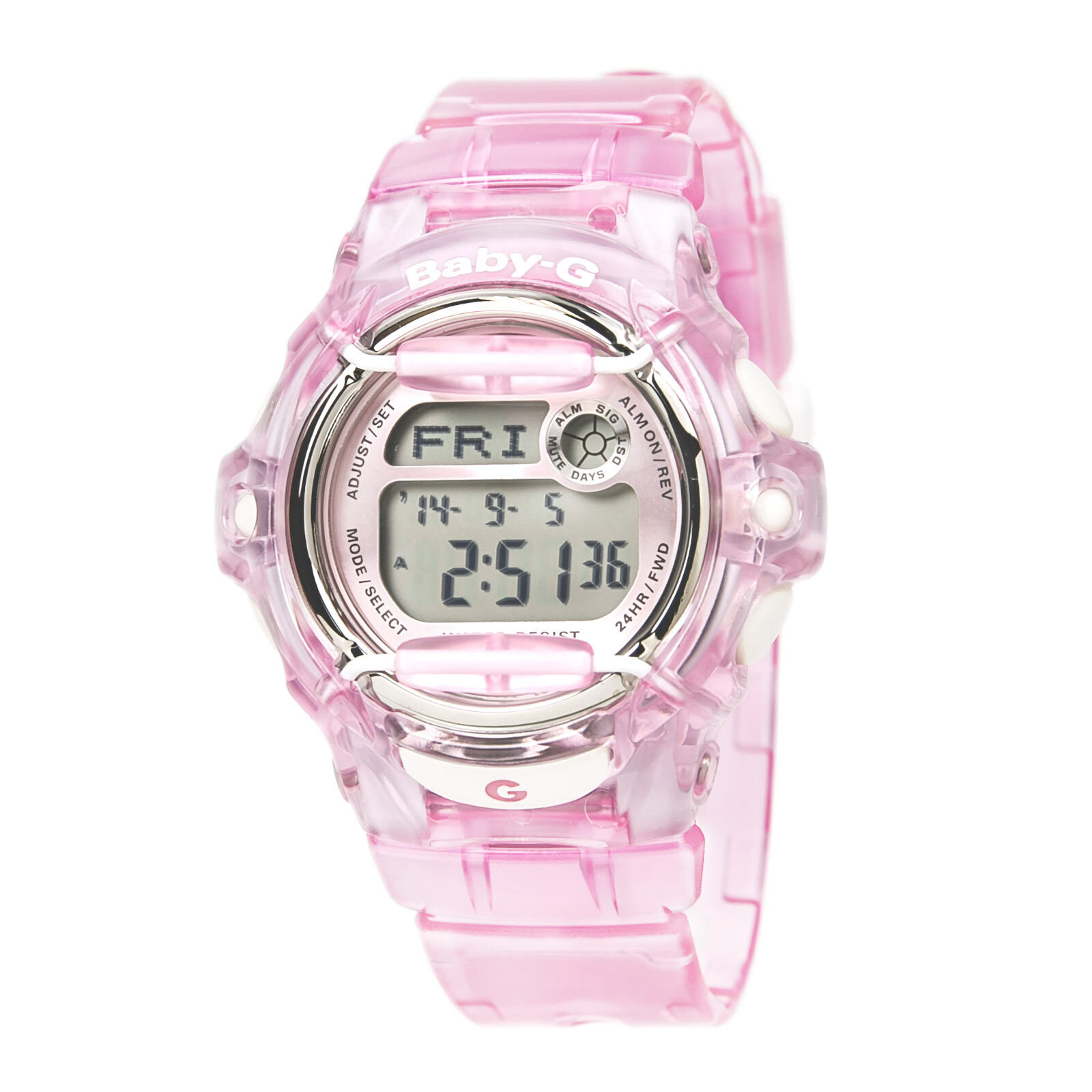 Casio Women’s Watch Baby-G Alarm Digital Dial Transparent Pink Strap BG169R-4