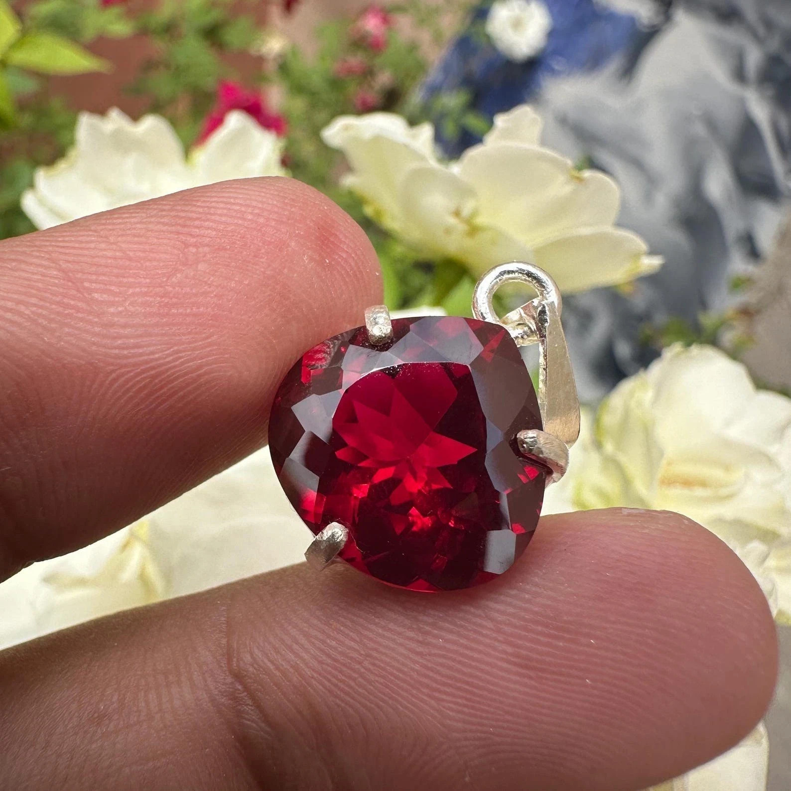 29.40 CT+ Certified Natural Red Ruby Loose Gemstone 925 Solid Silver Pendant