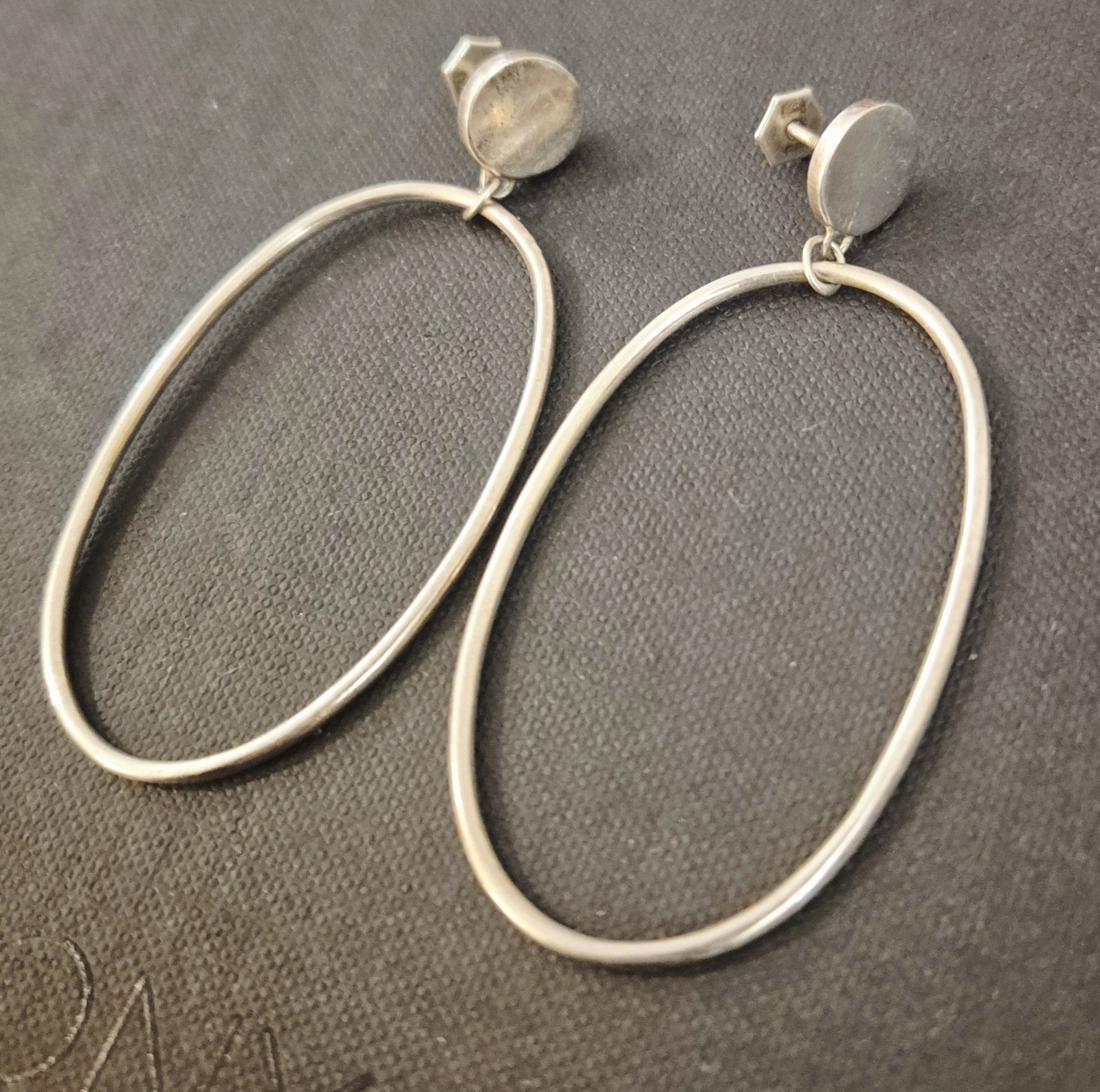 925 stamped Sterling Silver Earrings. 7cm long 12 grams EUC