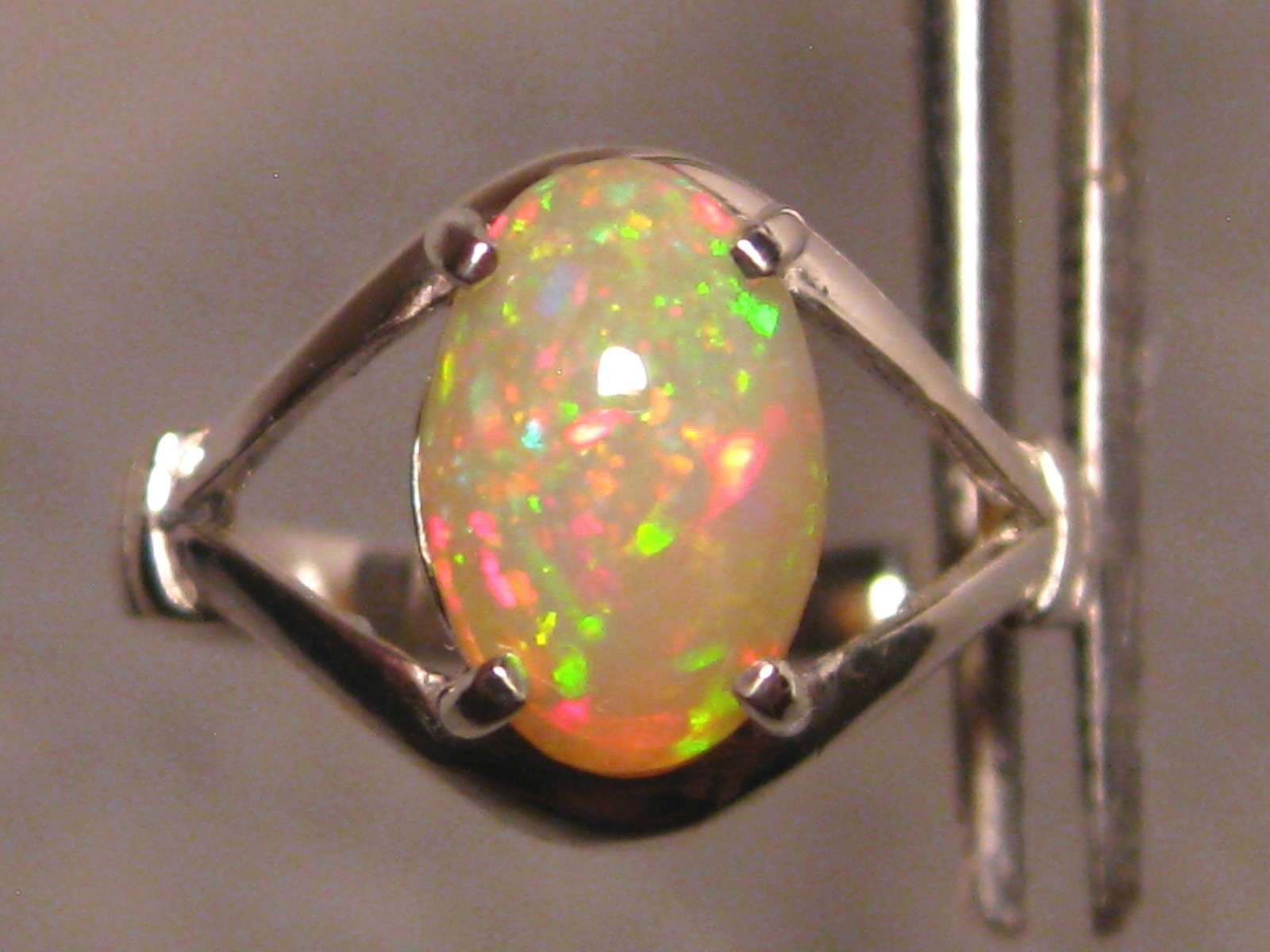 Multi Colored Opal Ring – Solid Welo Opal – .925 Silver – SIZE 5.25 US