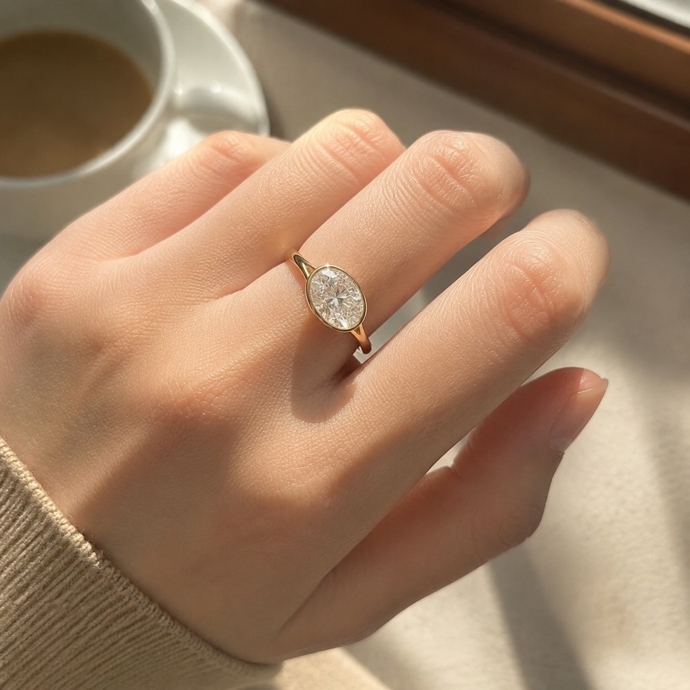 2CT Lab Grown Diamond 18K Solid Gold Engagement Ring, Solitaire Ring